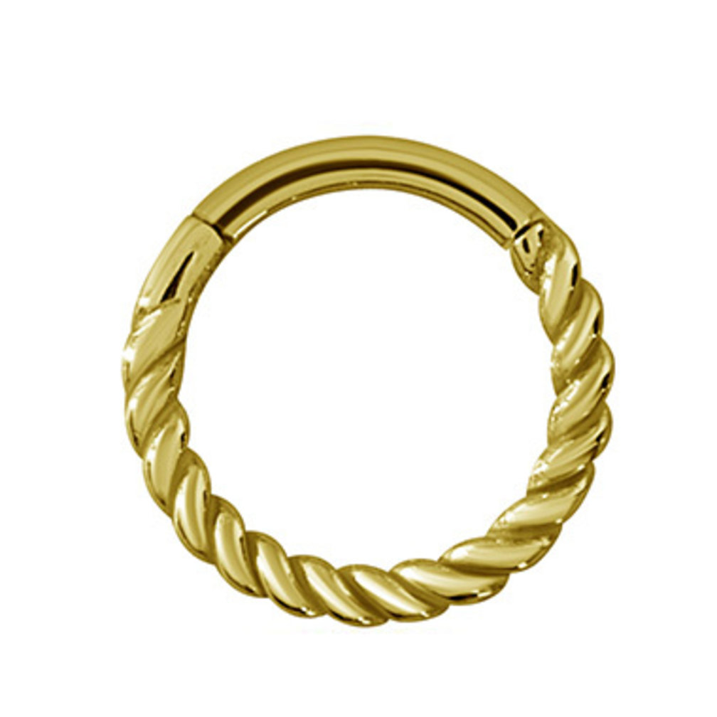 Gold Plated Piercing Ring - Twisted Rope