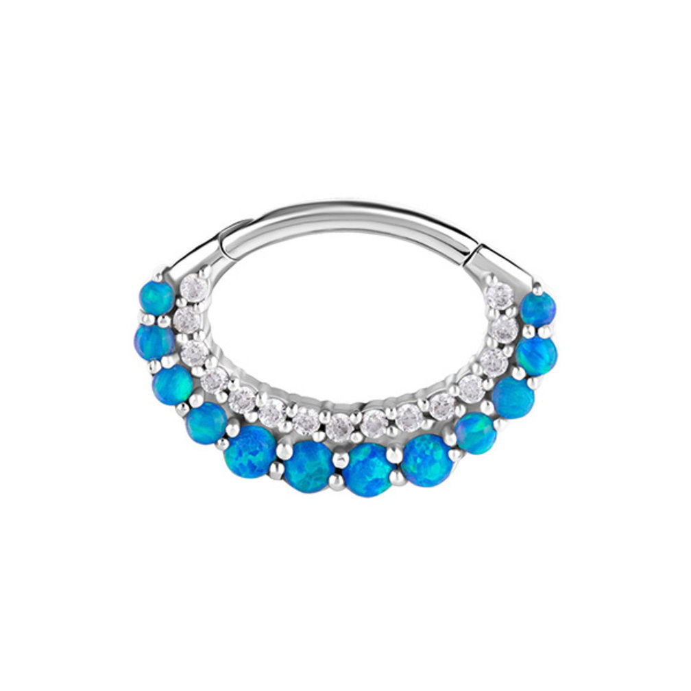 Septum/Daith Ring - Opals and Zirconia