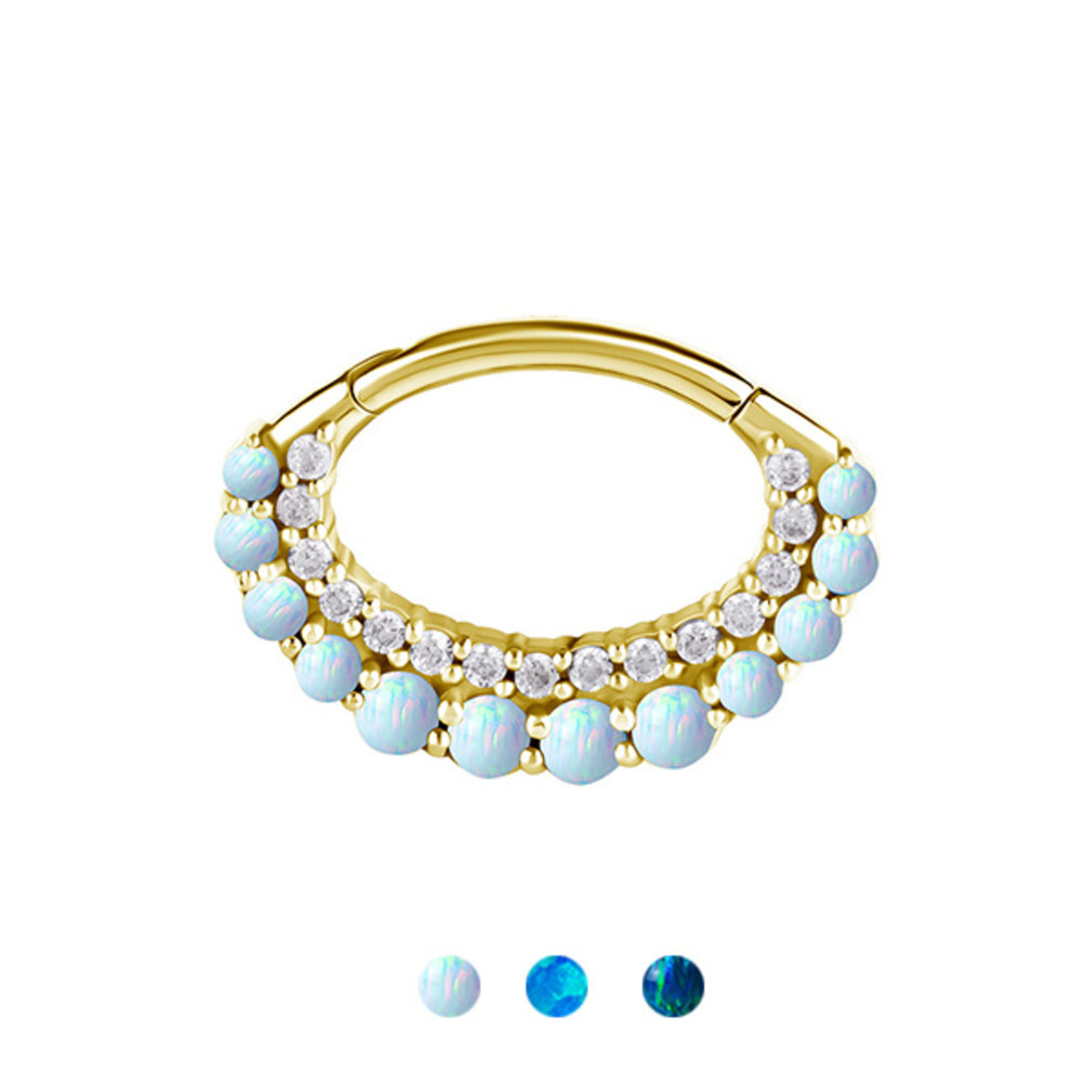 Prachtige en Opvallende Septum/Daith Ring - Met Opalen en Zirkonia