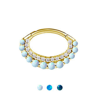 Piercings Works Septum/Daith Ring - Opals and Zirconia