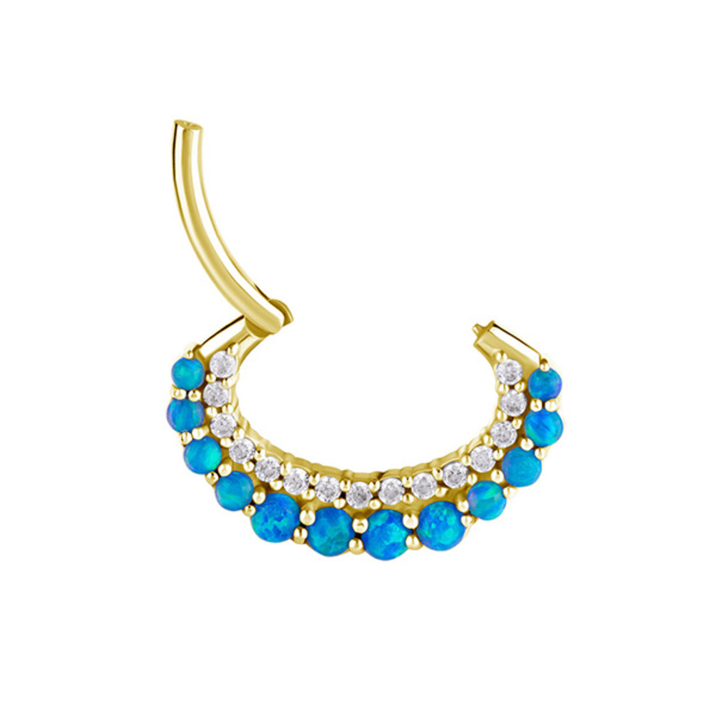 Prachtige en Opvallende Septum/Daith Ring - Met Opalen en Zirkonia