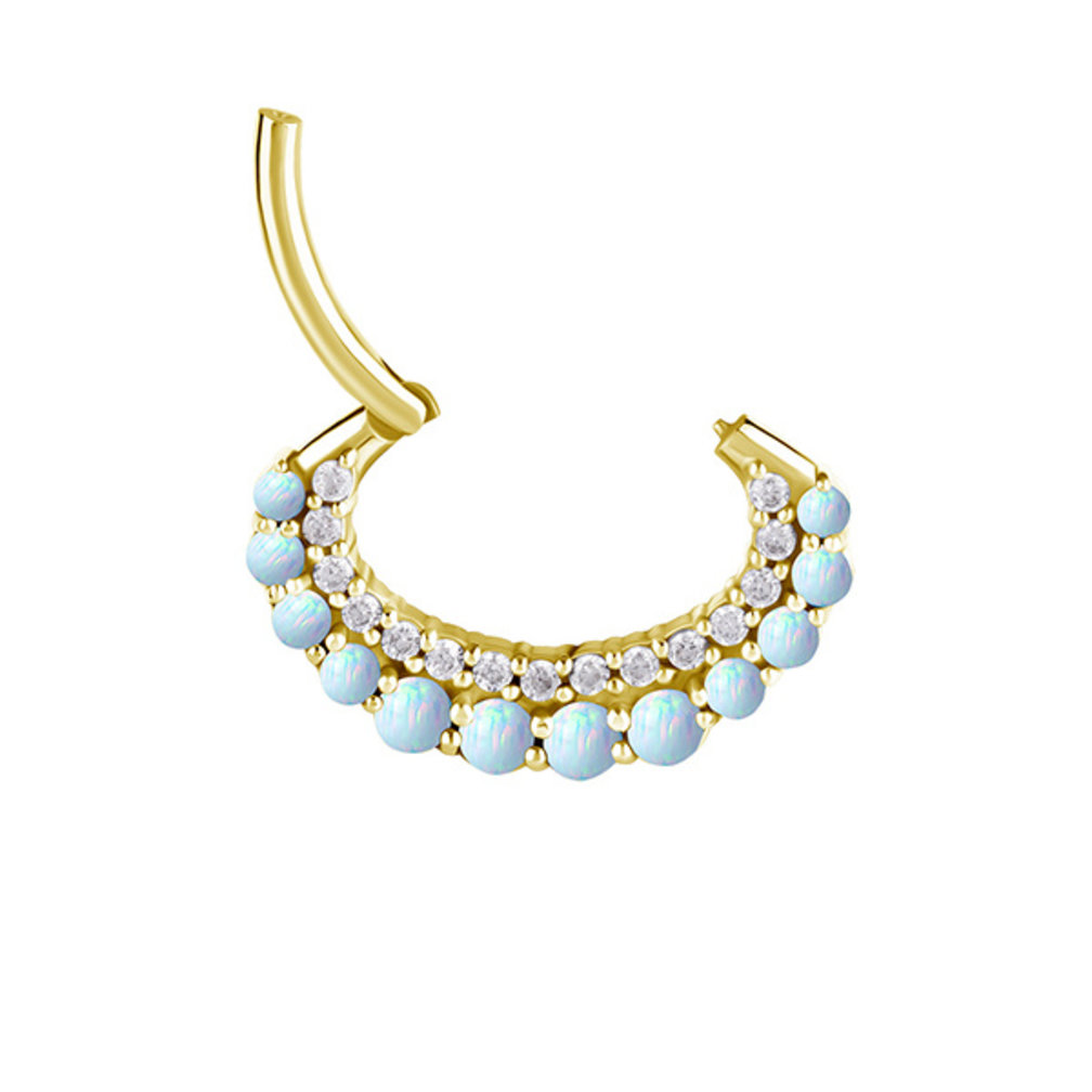 Prachtige en Opvallende Septum/Daith Ring - Met Opalen en Zirkonia