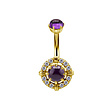 18 Karat Gold Belly Piercing - Zirconia and Amethyst