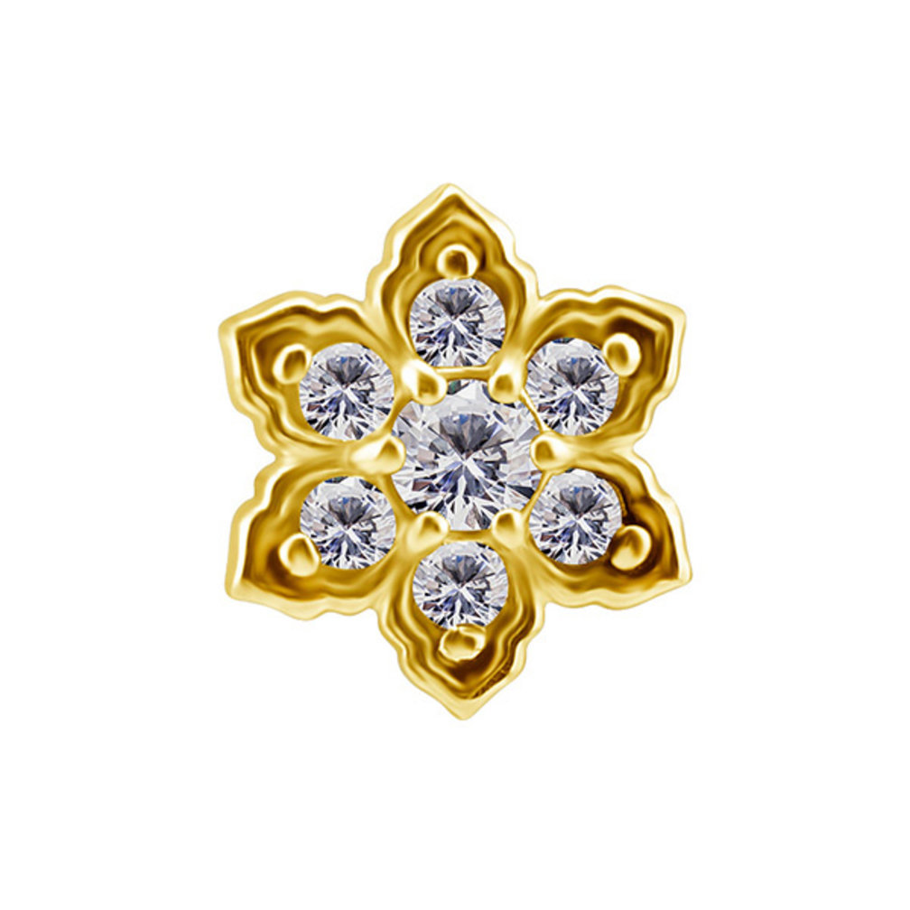 18 Karat Gold Tragus Piercing - Premium Zirconia Flower