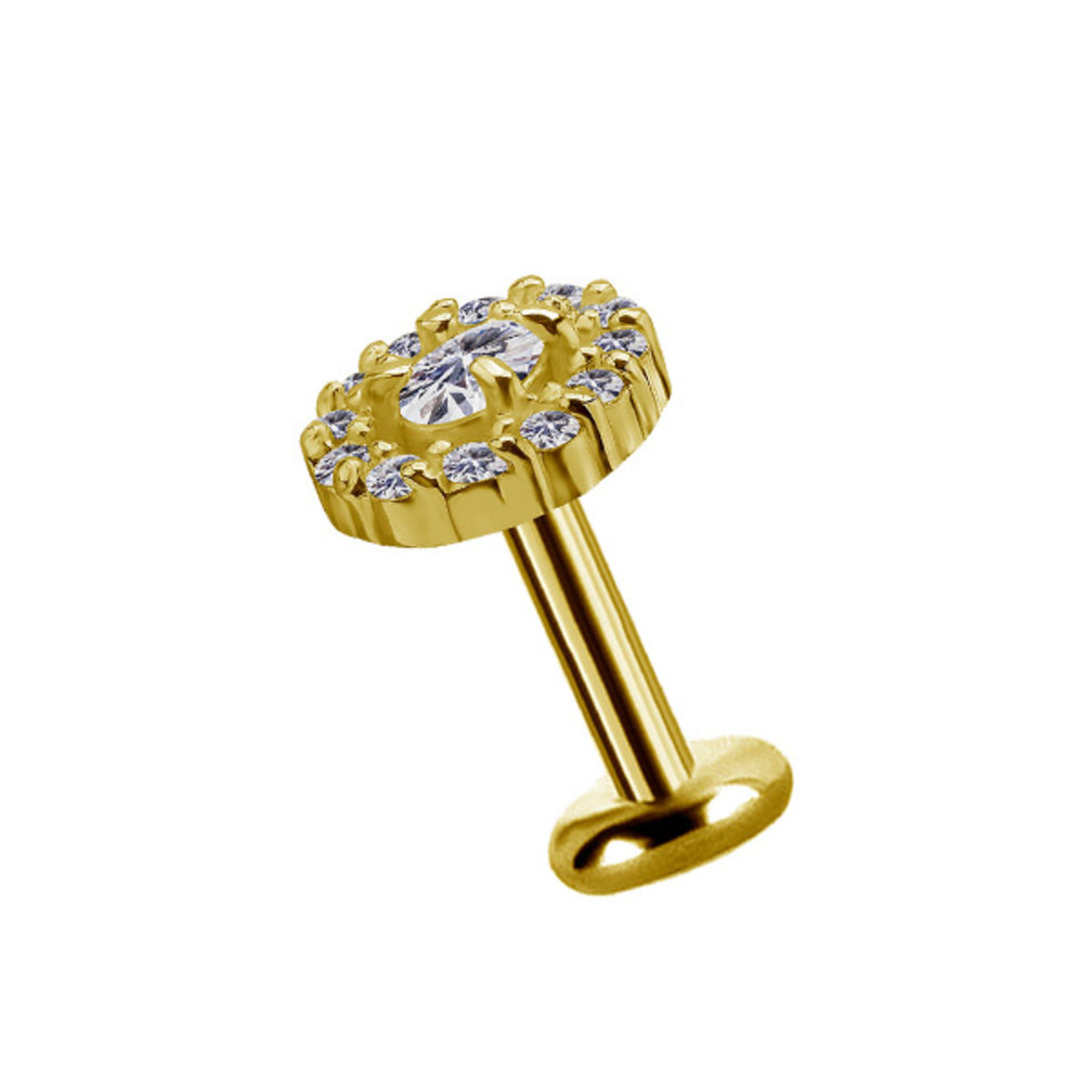 18 Karat Gold Tragus Piercing - Premium Zirconia