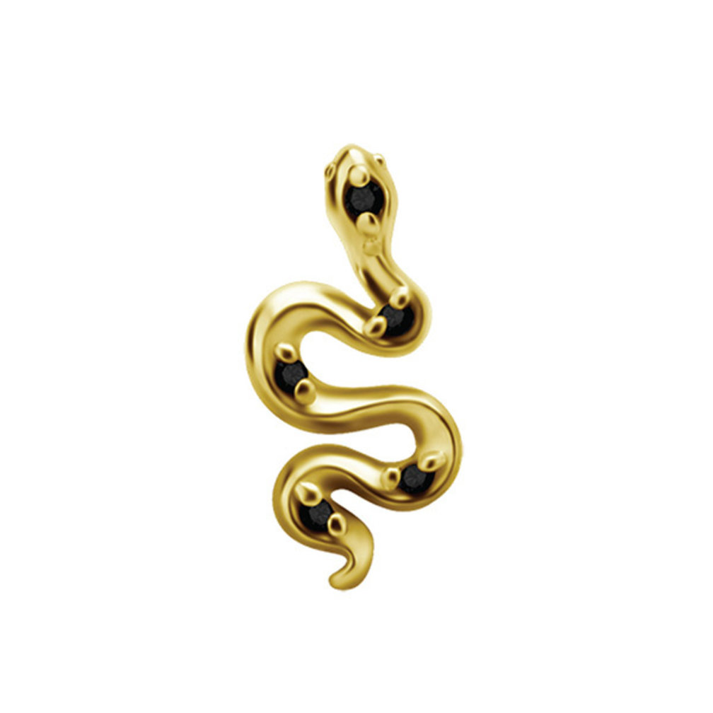 Elegante en Opvallende Tragus Piercing van 18 Karaat Goud - Slang Design met Zwarte Spine