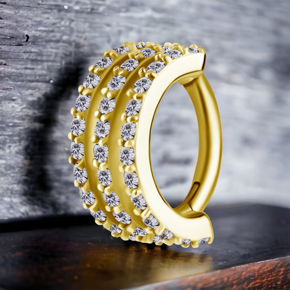 Piercing  Rook Ring - Premium Zirconia