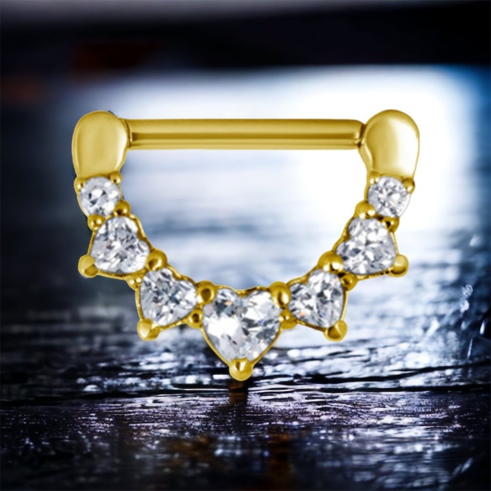 Gold Plated Nipple Clicker - Hearts