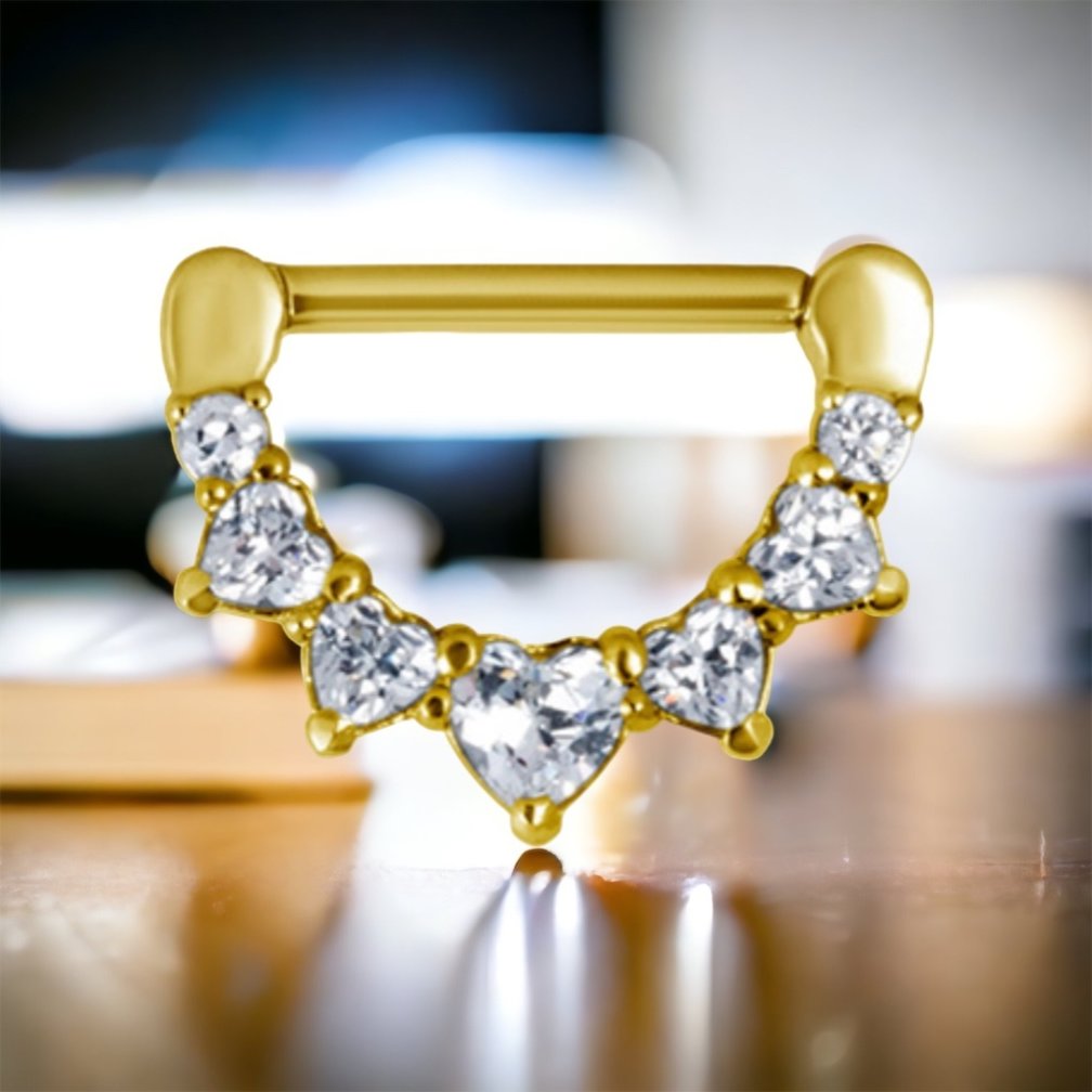 Gold Plated Nipple Clicker - Hearts