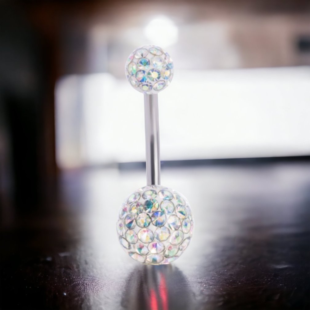Navel Piercing enige echte met Aurora Premium Zirkonia (1.6 x 10mm)