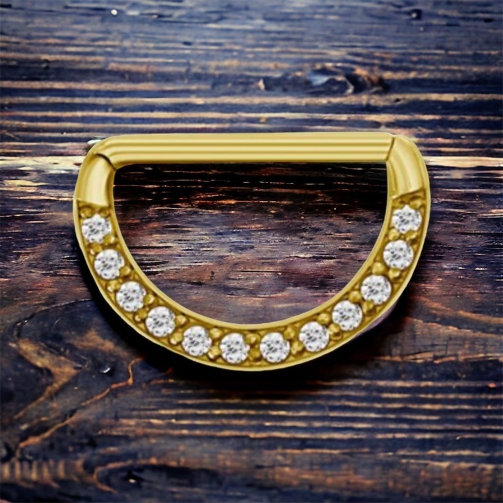 Vergulde Tepel Piercing - Kristalletjes