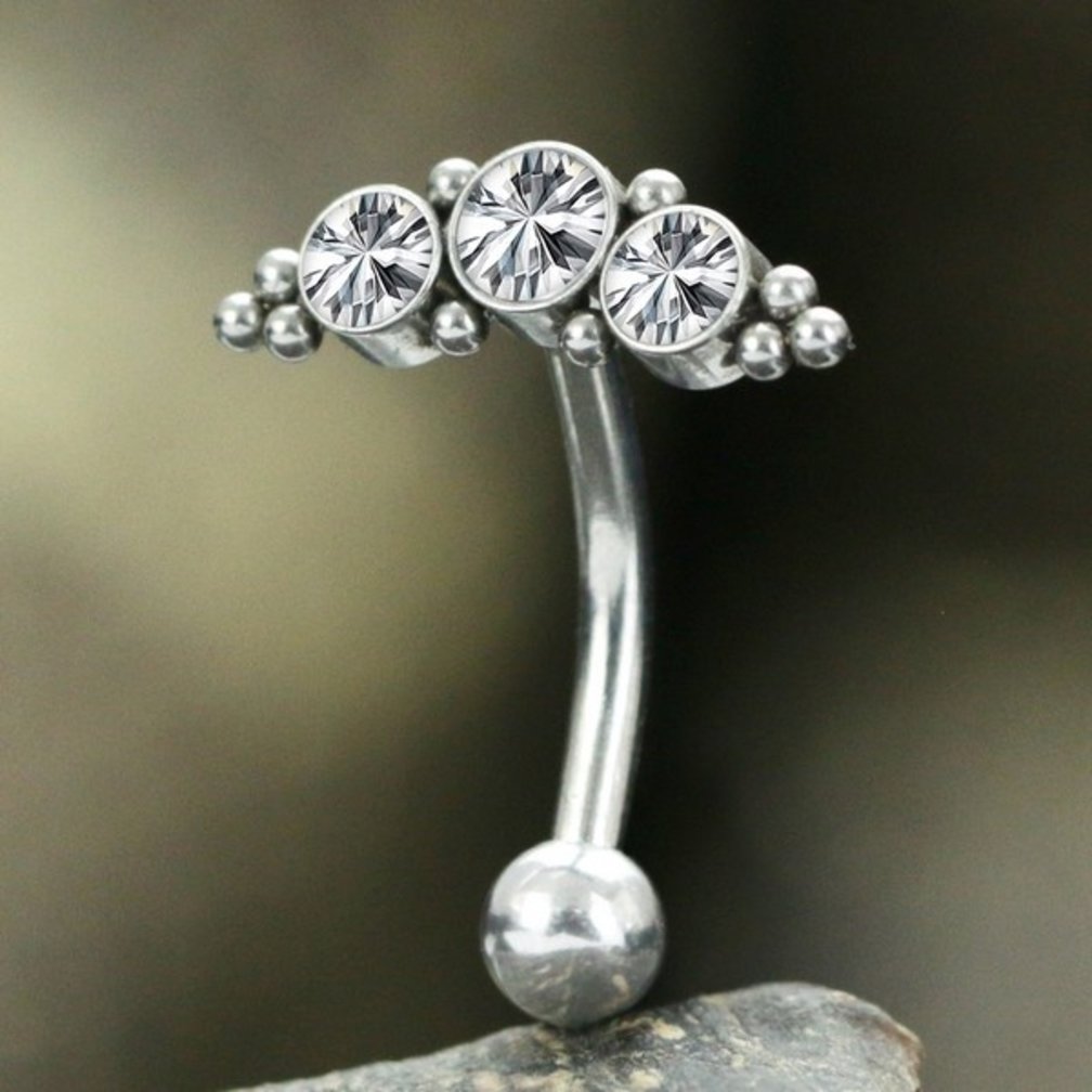 Beautiful Belly Button Piercing with Zirconia