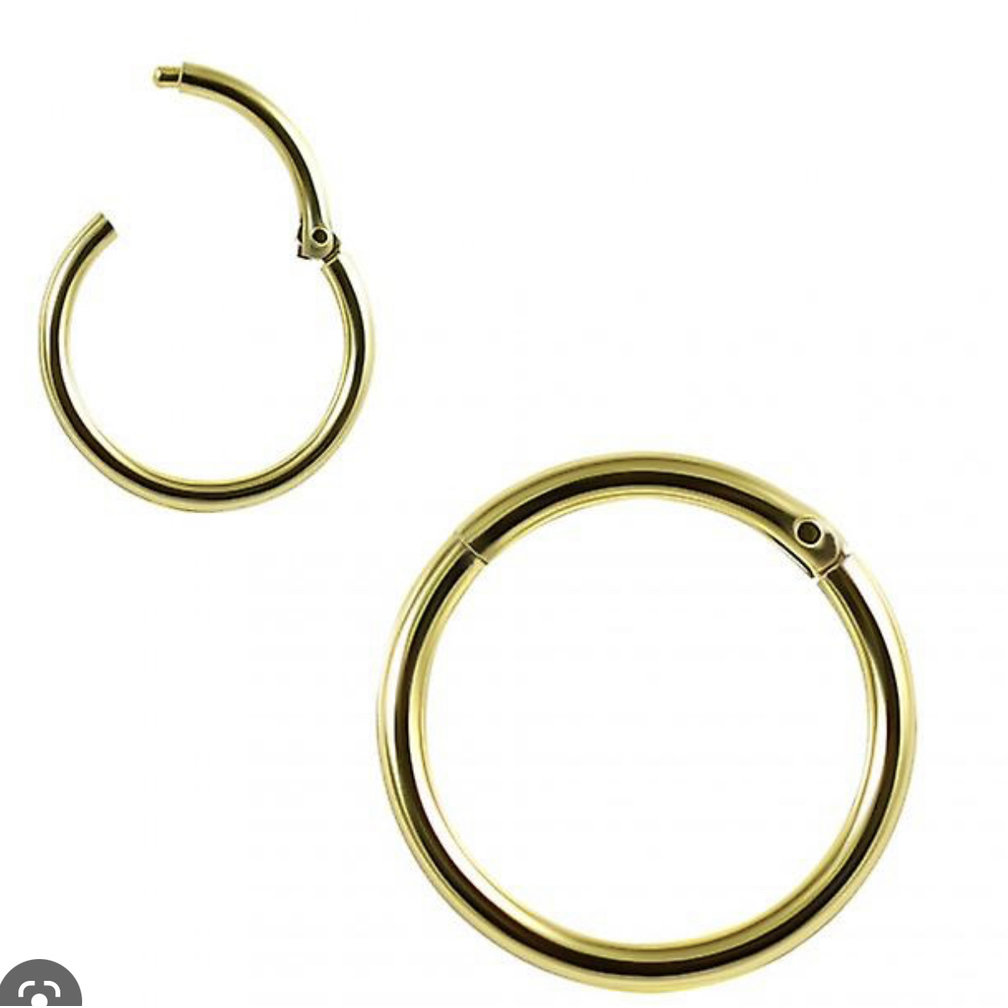 18K Vergulde Seamless Neus Ring (1mm)