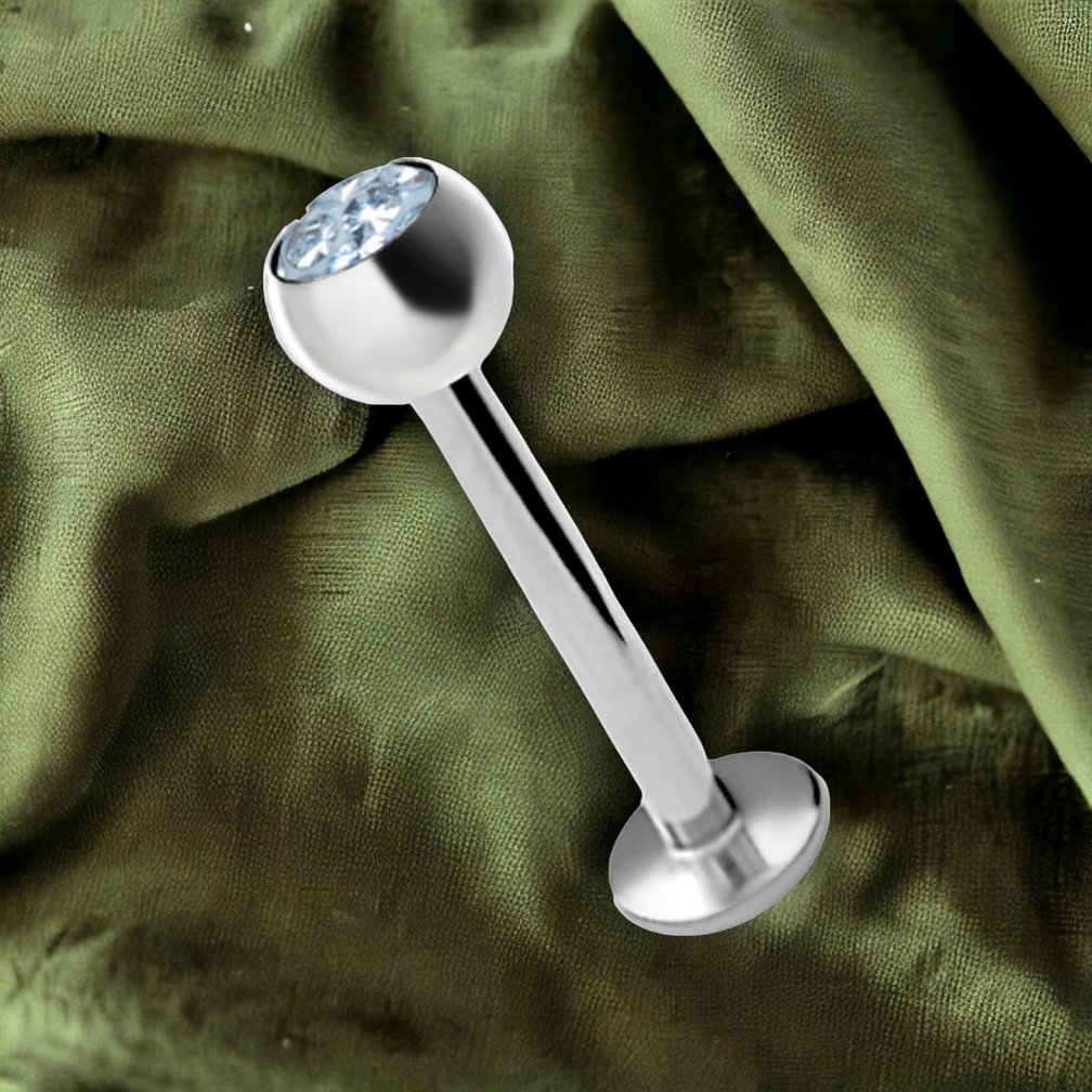 Surgical Steel Labret Clear White Premium Zirconia Ball