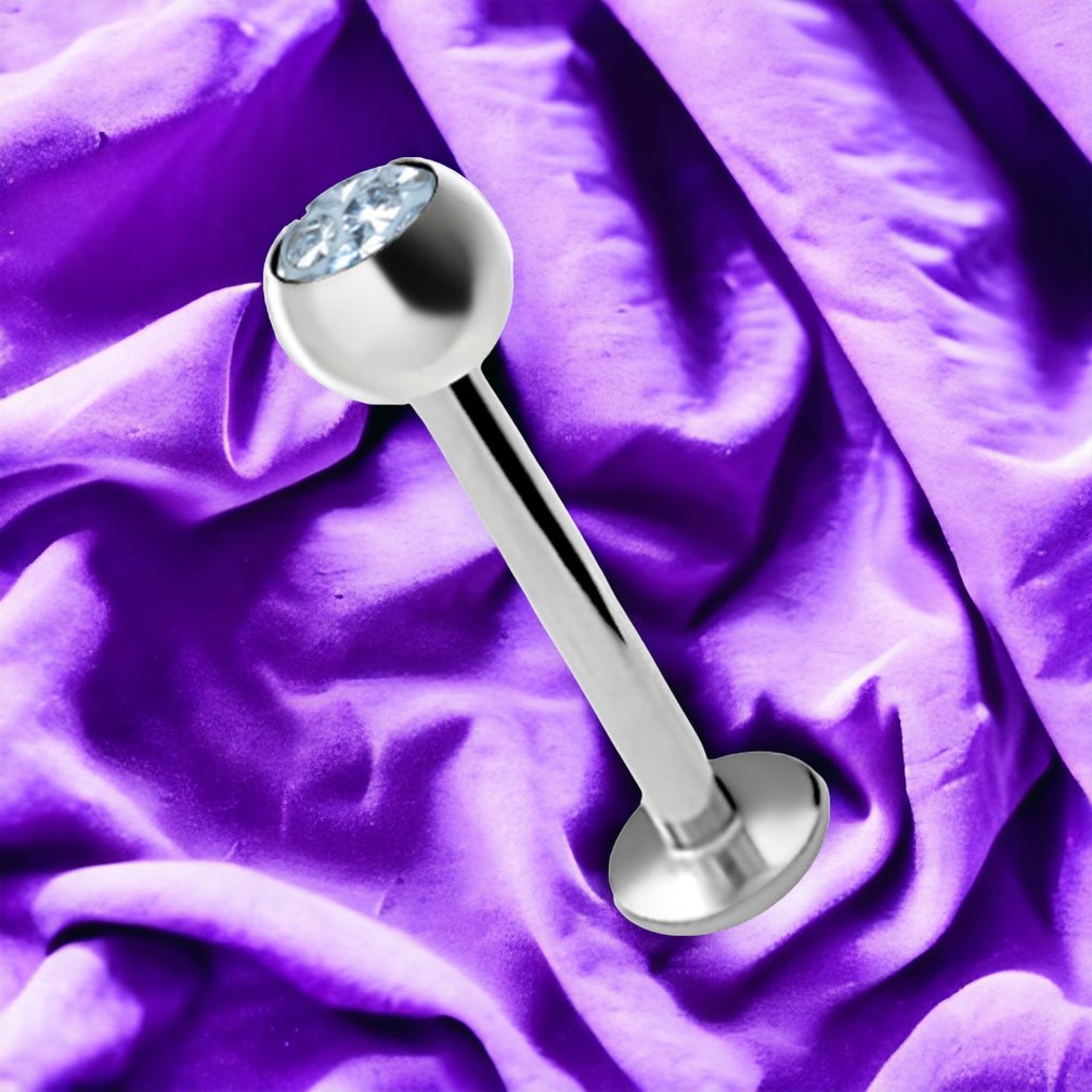 Surgical Steel Labret Clear White Premium Zirconia Ball