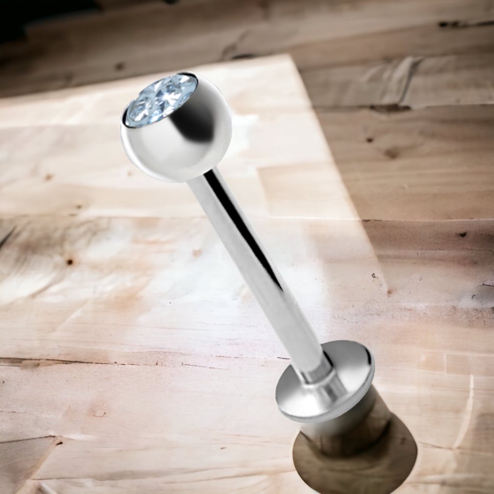 Surgical Steel Labret Clear White Premium Zirconia Ball