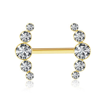 Piercings Works Stylish Nipple Barbell - Zirconia Crescent
