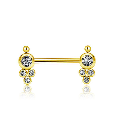 Stylish Nipple Barbell - Zirconia - Piercings Works