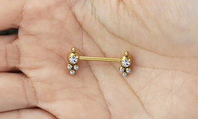 Stylish Nipple Barbell - Zirconia - Piercings Works