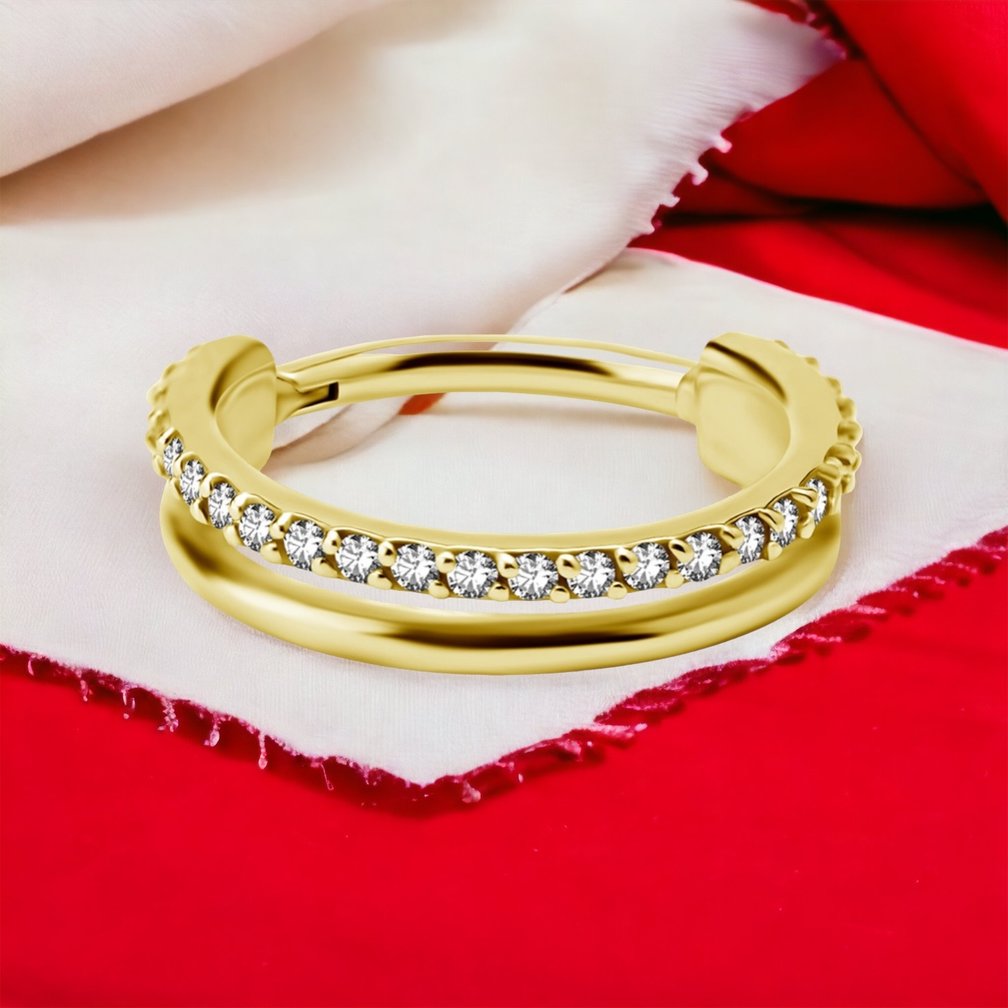 Vergulde Click Ring  - Premium Zirconia