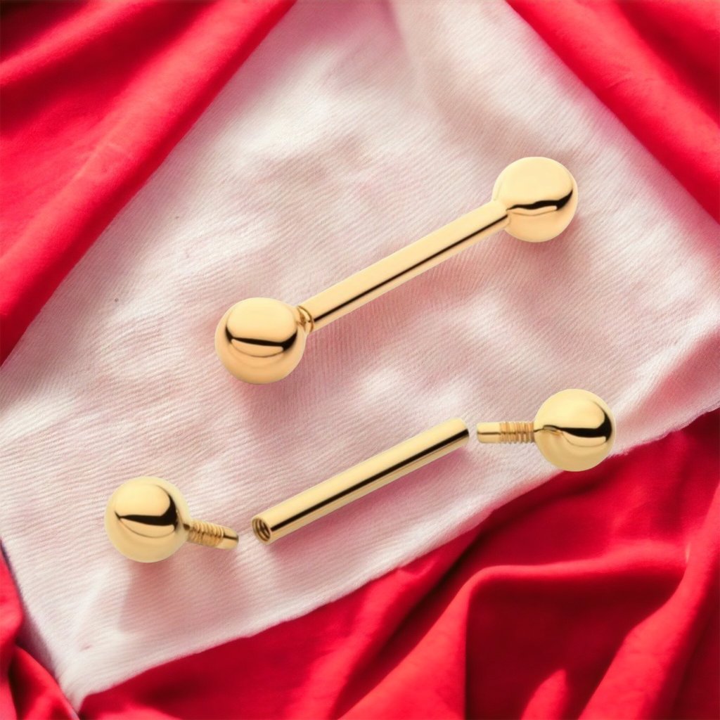 14 Karat Solid Gold Nipple Barbell Piercings Works