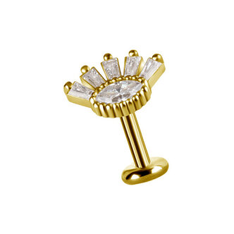 Piercings Works Luxe en Opvallende Oor Piercing van 18 Karaat Goud - Premium Zirkonia
