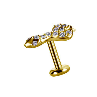 Piercings Works Gorgeous 18 Karat Gold Ear Piercing - Snake and Zirconia