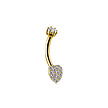 Gorgeous 18 Karat Gold Navel Piercing with Heart Design and Zirconia Stones