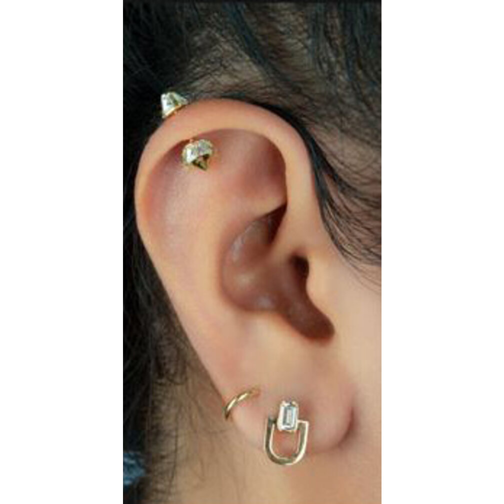 Radiant Elegance: 18-Karat Gold Piercing Barbell for Vertical Helix