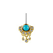 Enchanting Beauty: 18K Gold Piercing for Vertical Helix with Genuine Turquoise and White Topaz
