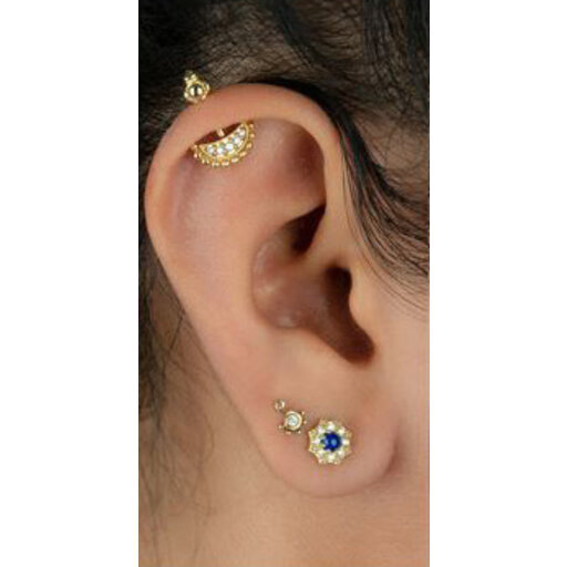 18Karat Gold Piercing for Vertical Helix with Premium Cubic Zirconia