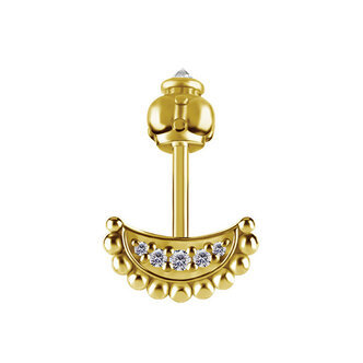 Piercings Works Betoverende Elegantie: 18Karaat Gouden Piercing voor Verticale Helix met Hoogwaardige Zirkonia