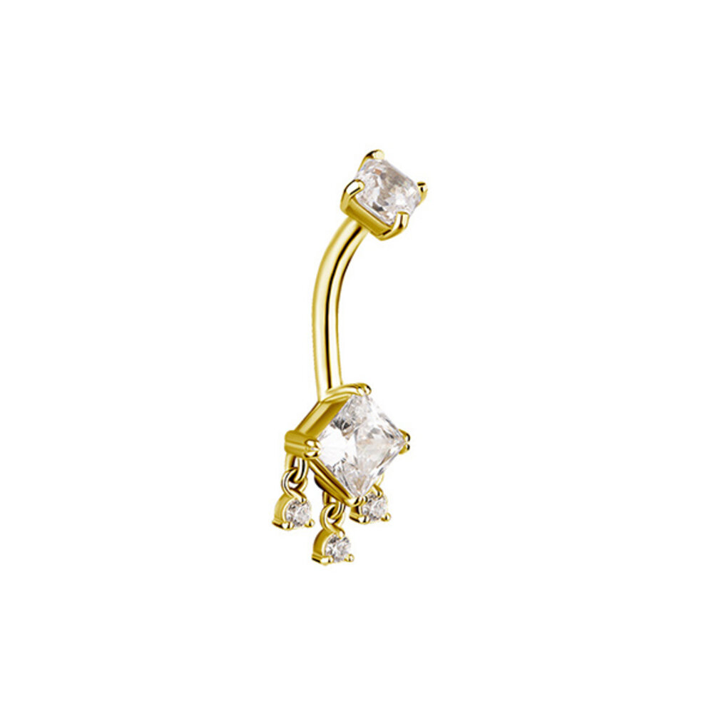 Enchanting Elegance: 18 Karat Gold Navel Piercing with Zirconia