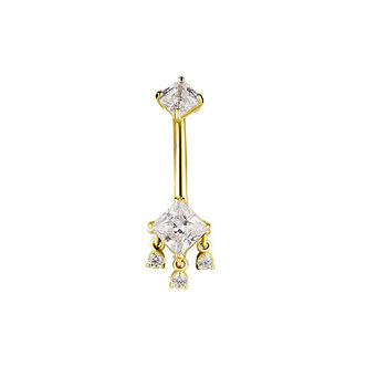 Piercings Works Betoverende Elegantie: 18 Karaats Goud Navel Piercing met Zirkonia