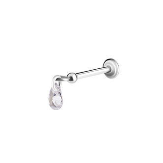 Piercings Works Betoverende Elegantie: De Verticale Helix Piercing met Traanvormige Zirkonia