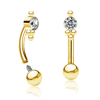 Piercings Works Rook & Eyebrow Piercing Adorned with Zirconia