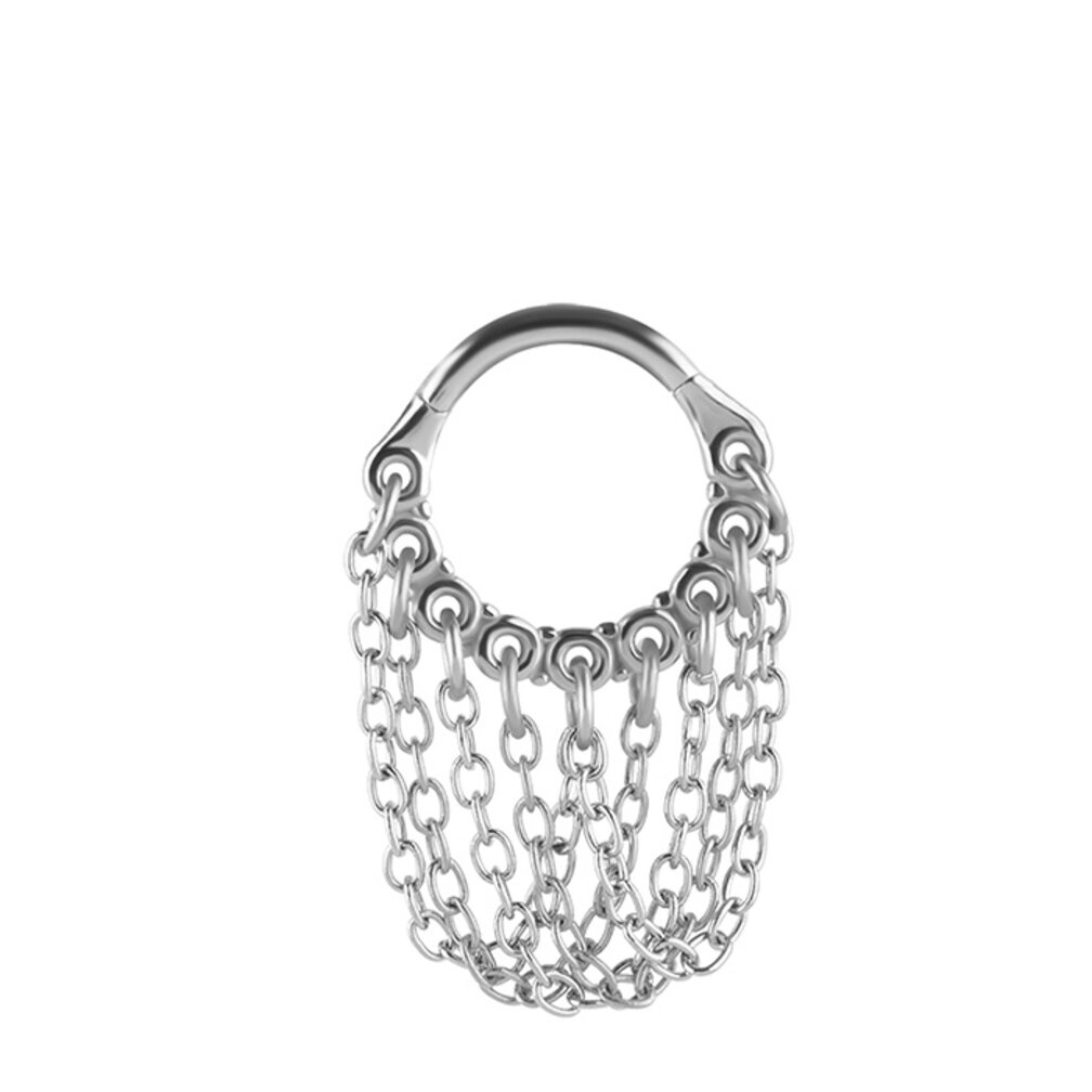 Beautiful Helix Piercing with Hanging Chains Piercings Works