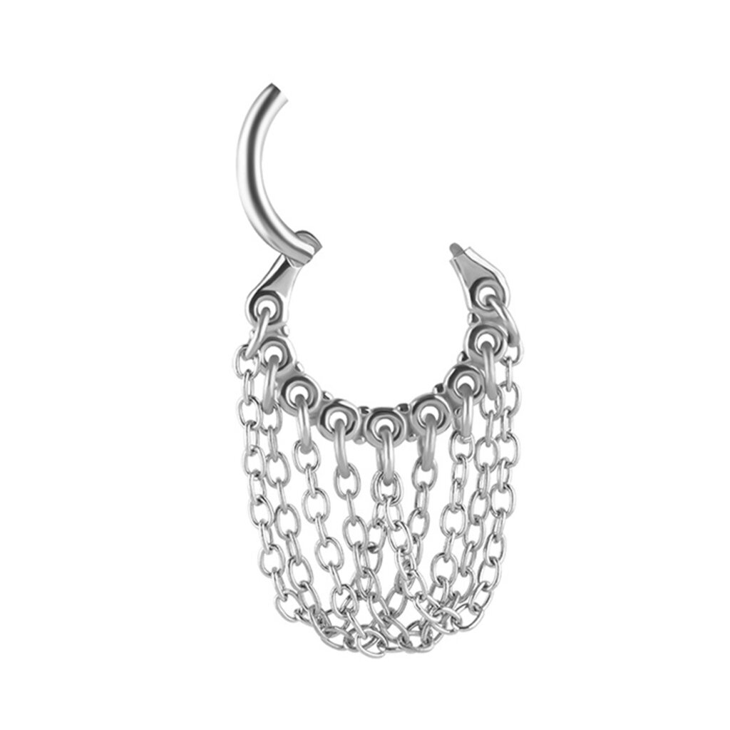 Beautiful Helix Piercing with Hanging Chains Piercings Works