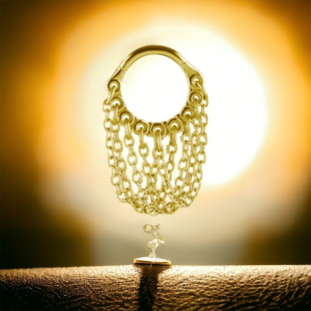 Beautiful Helix Piercing with Hanging Chains