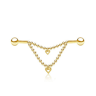 Piercings Works Industrial Piercing  - Dubbele Ketting  & Hartjes