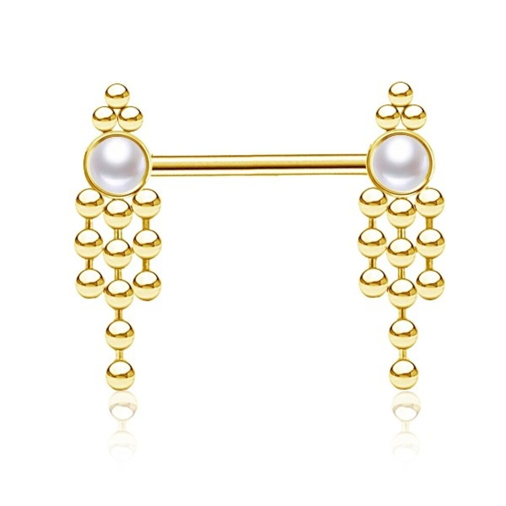 Betoverende Tepel Barbell - Witte Parels