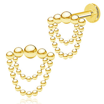 Piercings Works Prachtige Oorpiercing met Kralenkettingen