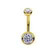 18 Karat Gold Belly Piercing - Premium Zirconia