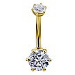 18 Karat Gold Belly Piercing - Premium Zirconia