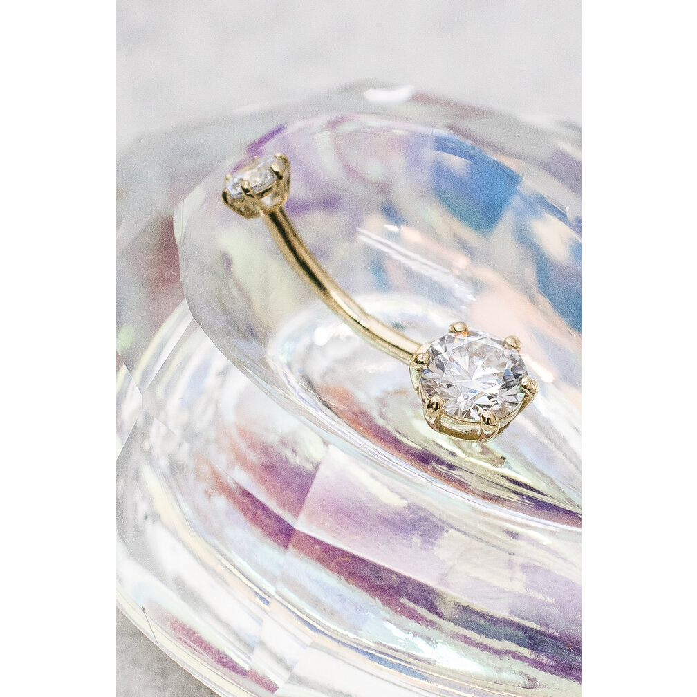 18 Karat Gold Belly Piercing - Premium Zirconia