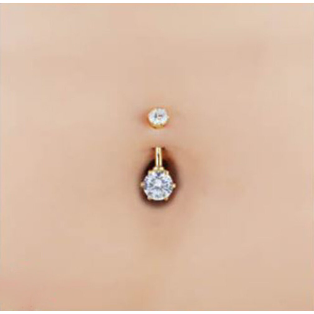 18 Karat Gold Belly Piercing - Premium Zirconia