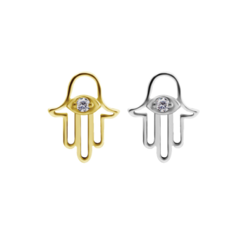 Piercings Works Segment Ring Hanger - Hamsa met Schitterende Zirkonia