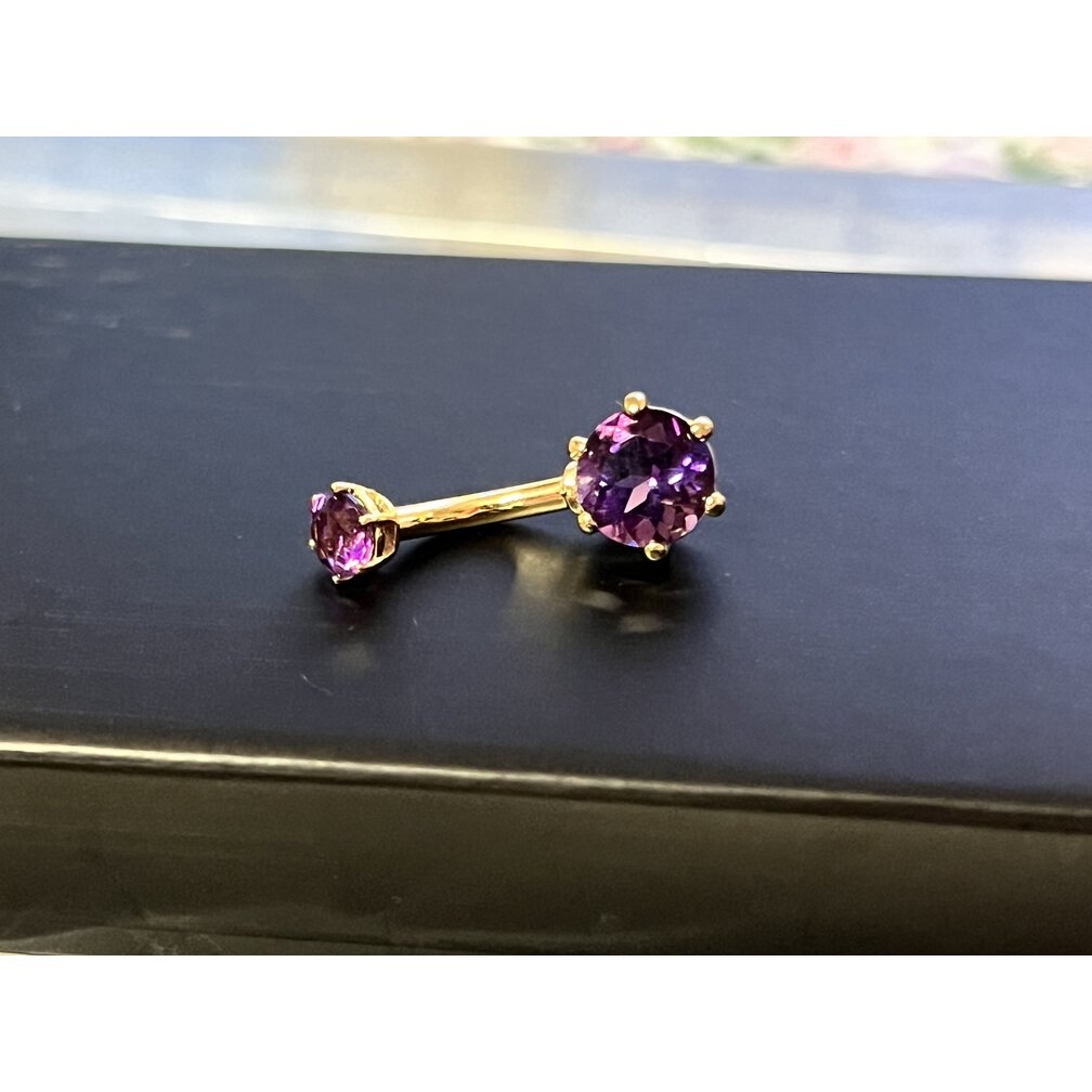 18 Karaat Gouden Navelpiercing met Betoverende Amethist