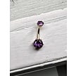 18 Karat Gold Navel Piercing with Alluring Amethyst