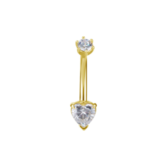 Piercings Works Refined 18 Karat Gold Navel Piercing with Dazzling Heart-Shaped Zirconia